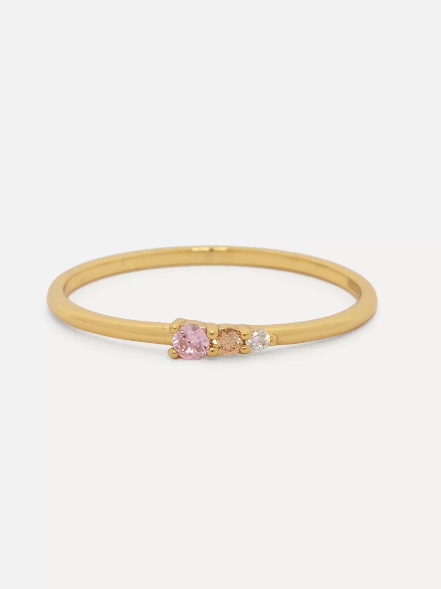Les Soeurs Ring Chloe Vintage Triple Stone Pink Gold Flash Sale